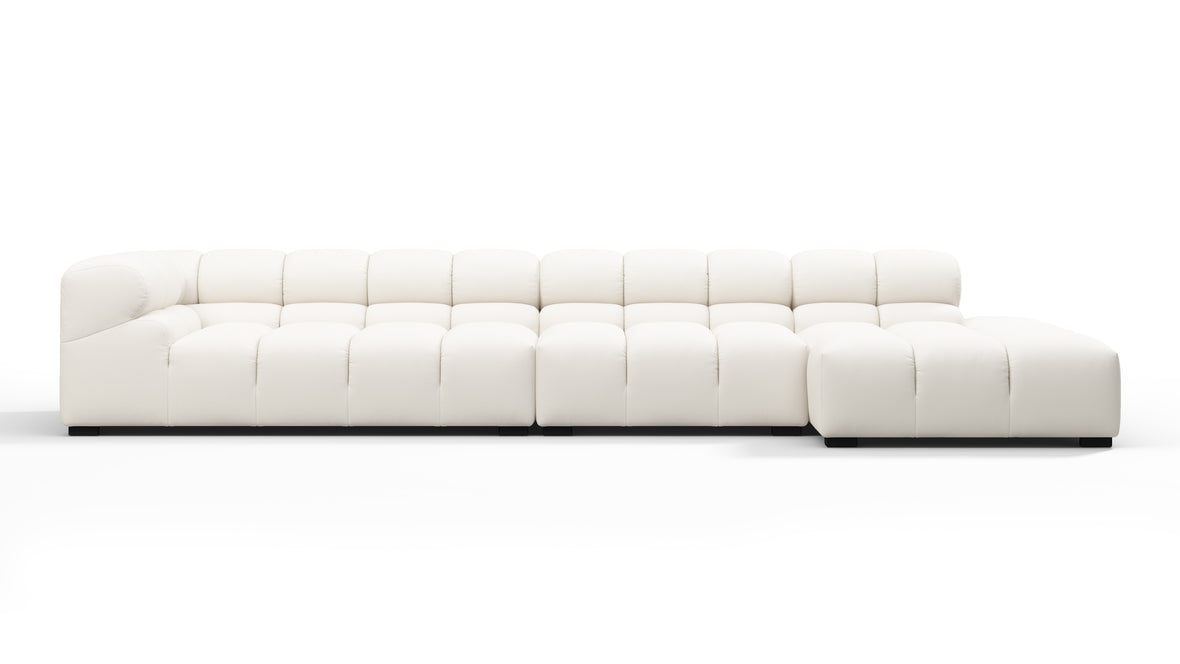 Tufty Outdoor - Tufty Outdoor Sectional, Large, Right Chaise, Soft White Performance Weave