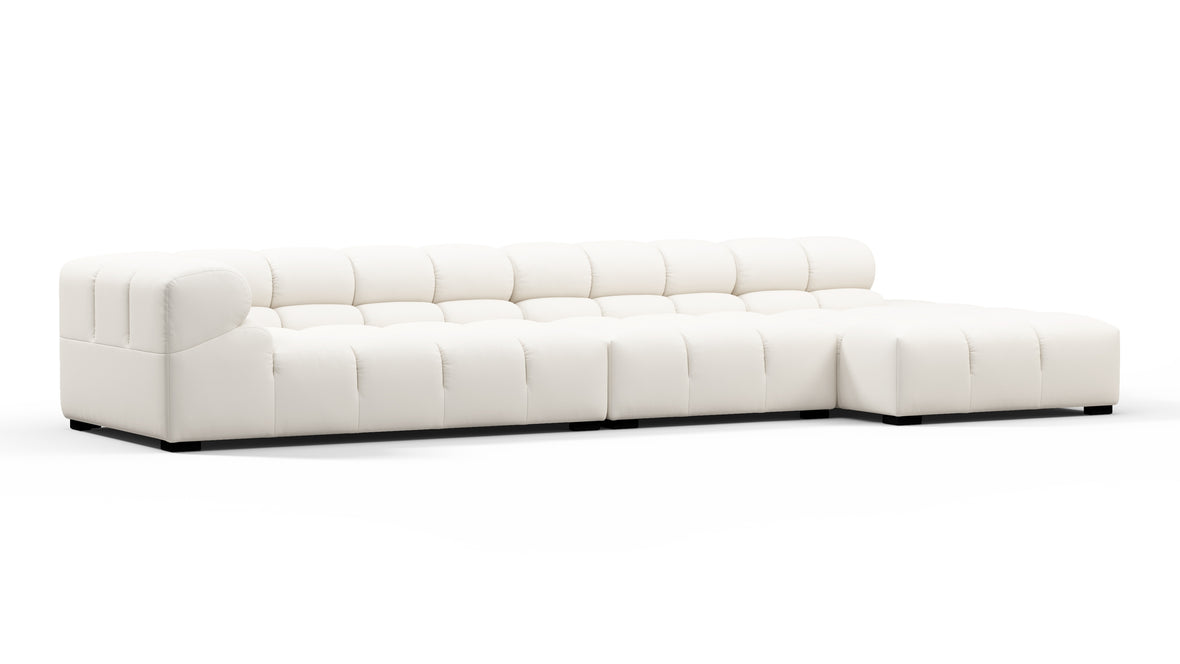 Tufty Outdoor - Tufty Outdoor Sectional, Large, Right Chaise, Soft White Performance Weave