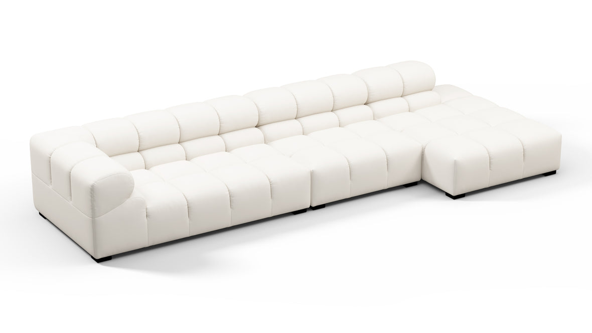 Tufty Outdoor - Tufty Outdoor Sectional, Large, Right Chaise, Soft White Performance Weave