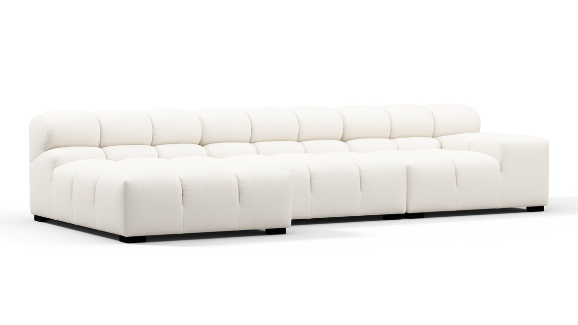 Tufty Outdoor - Tufty Outdoor Sectional, Small, Left Chaise, Soft White Performance Weave