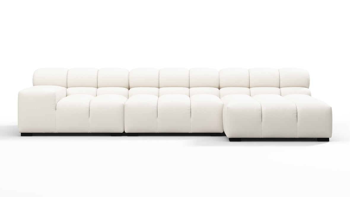 Tufty Outdoor - Tufty Outdoor Sectional, Small, Right Chaise, Soft White Performance Weave