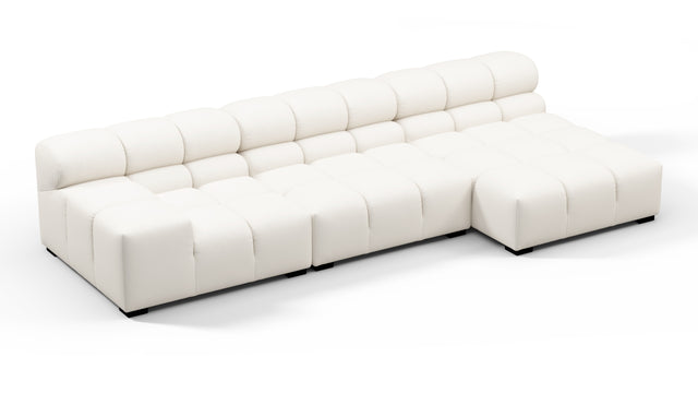 Tufty Outdoor - Tufty Outdoor Sectional, Small, Right Chaise, Soft White Performance Weave