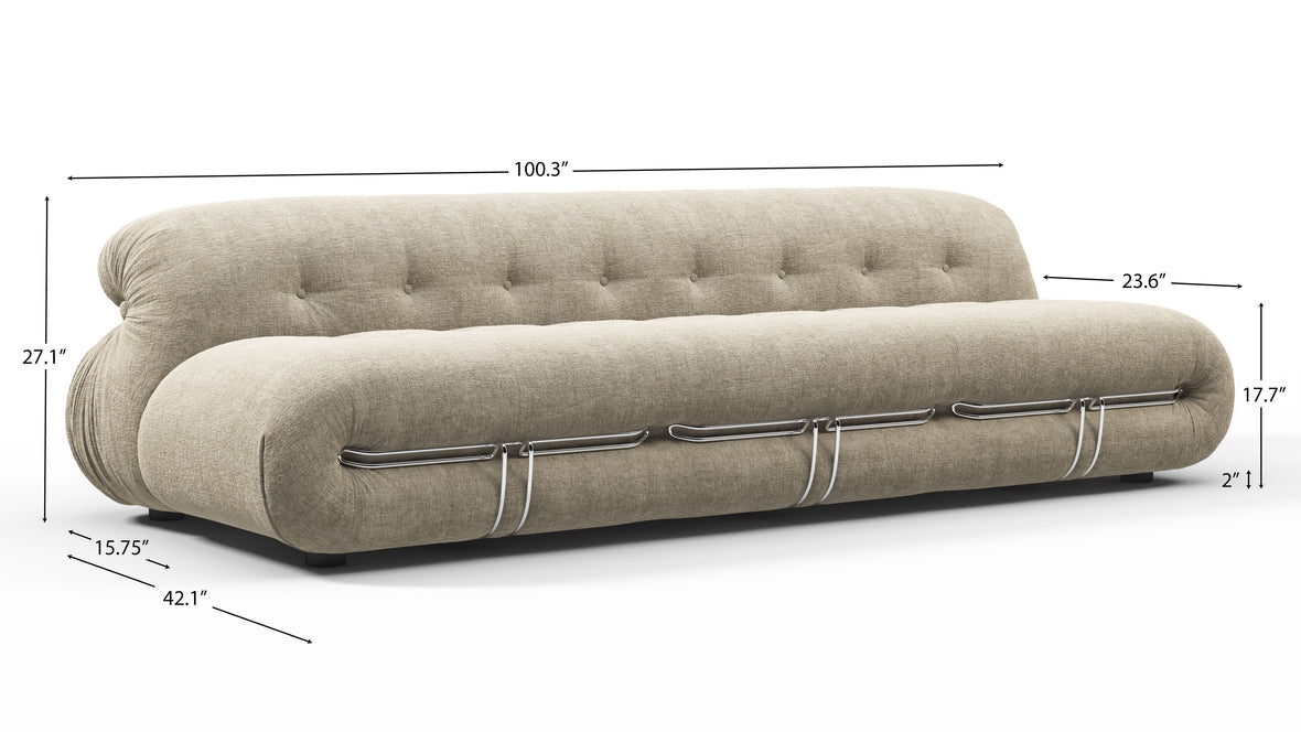 Soriana - Soriana Three Seater Sofa, Beige Gray Chenille