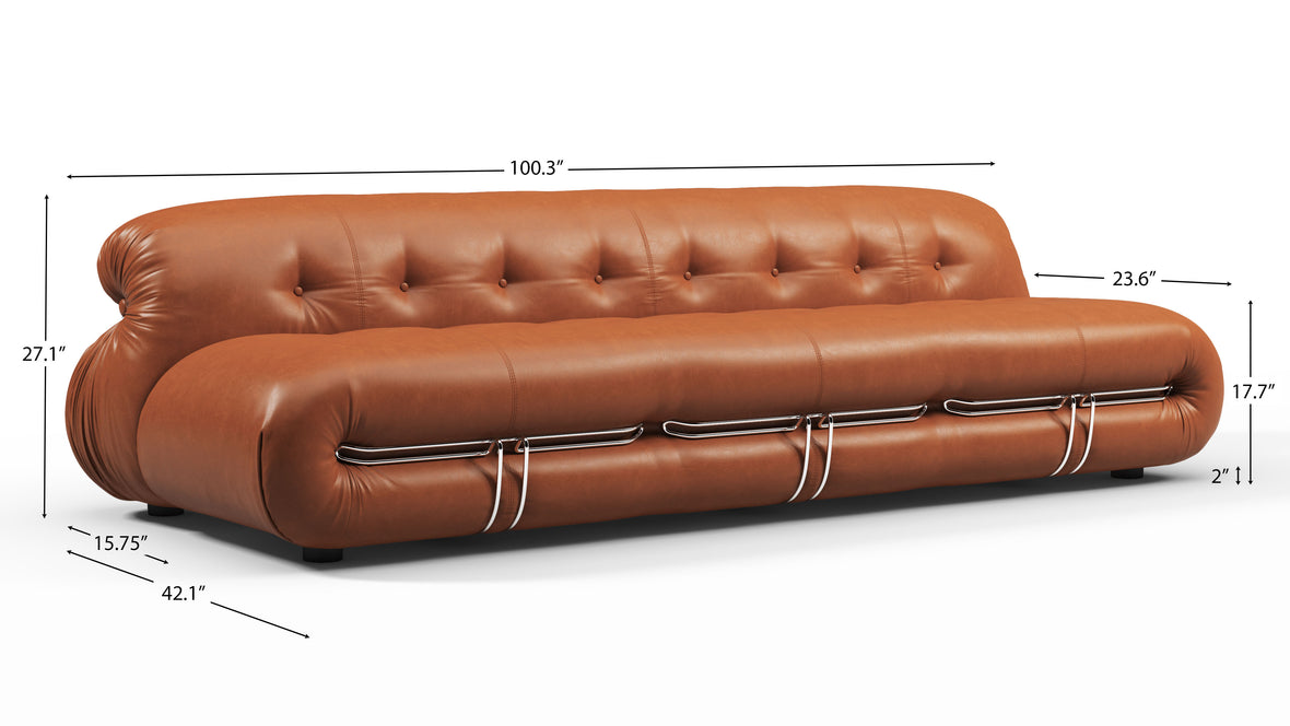 Soriana - Soriana Three Seater Sofa, Tan Premium Leather