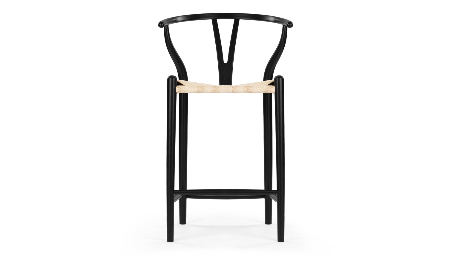 Wish - Wish Counter Stool, Black with Natural Seat, 25.5