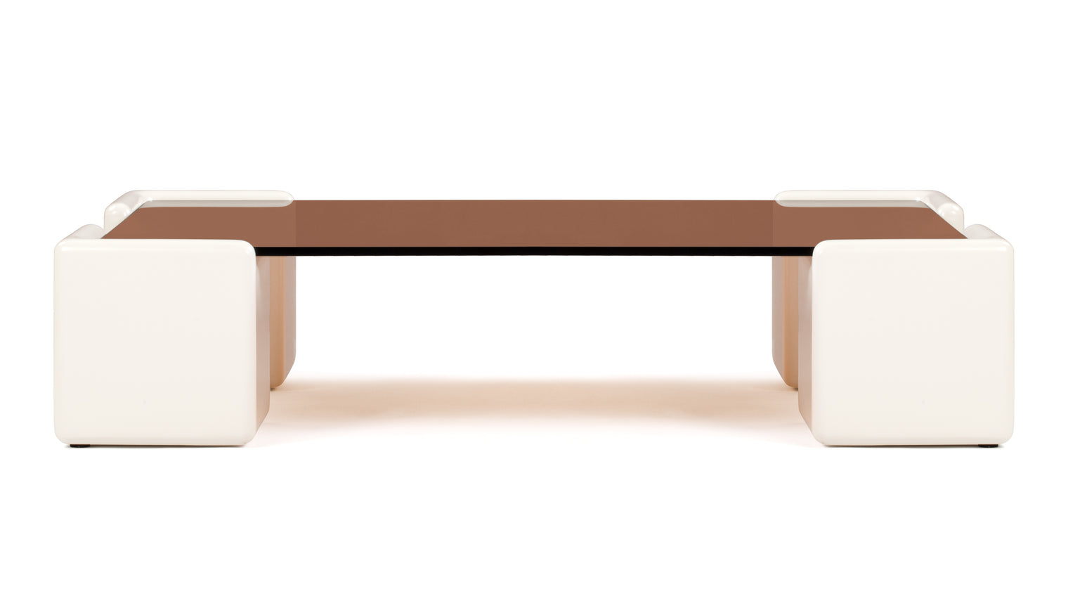 Rimini - Rimini Coffee Table, Brown Tempered Glass and Ivory