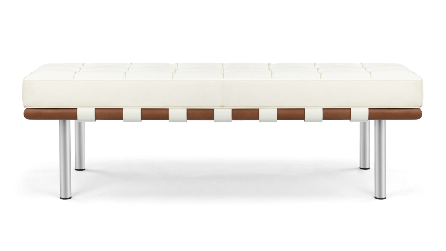 Manhattan - Manhattan Two Seater Bench, Ivory Premium Leather