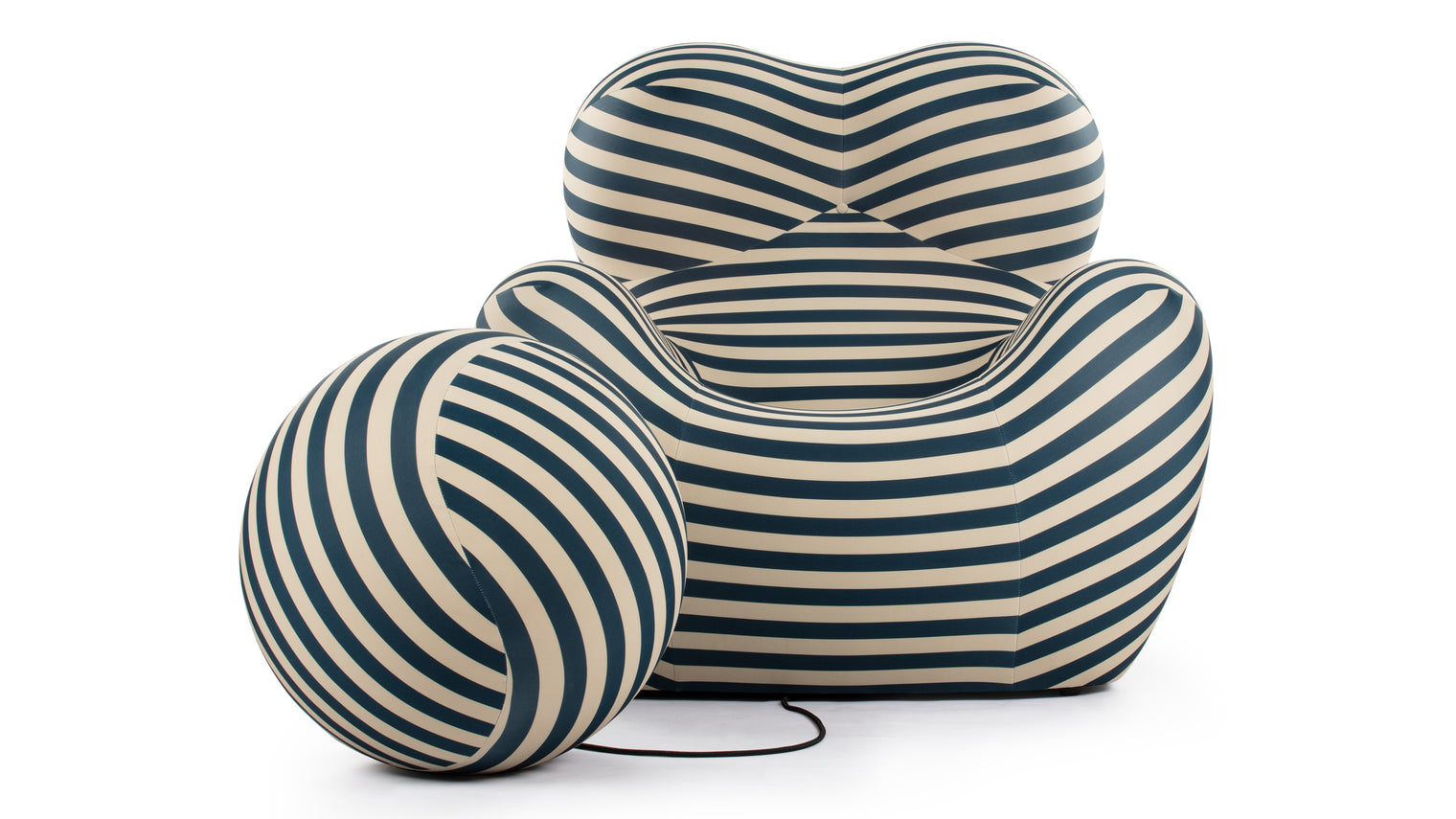 Mamma - Mamma Chair and Ottoman, Teal Stripe