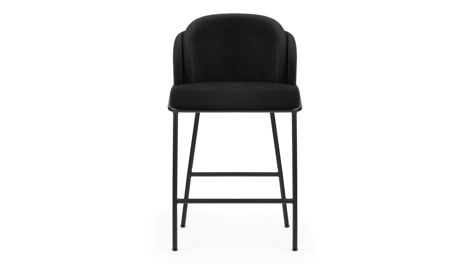 Aben - Aben Counter Stool, Black Plush Velvet