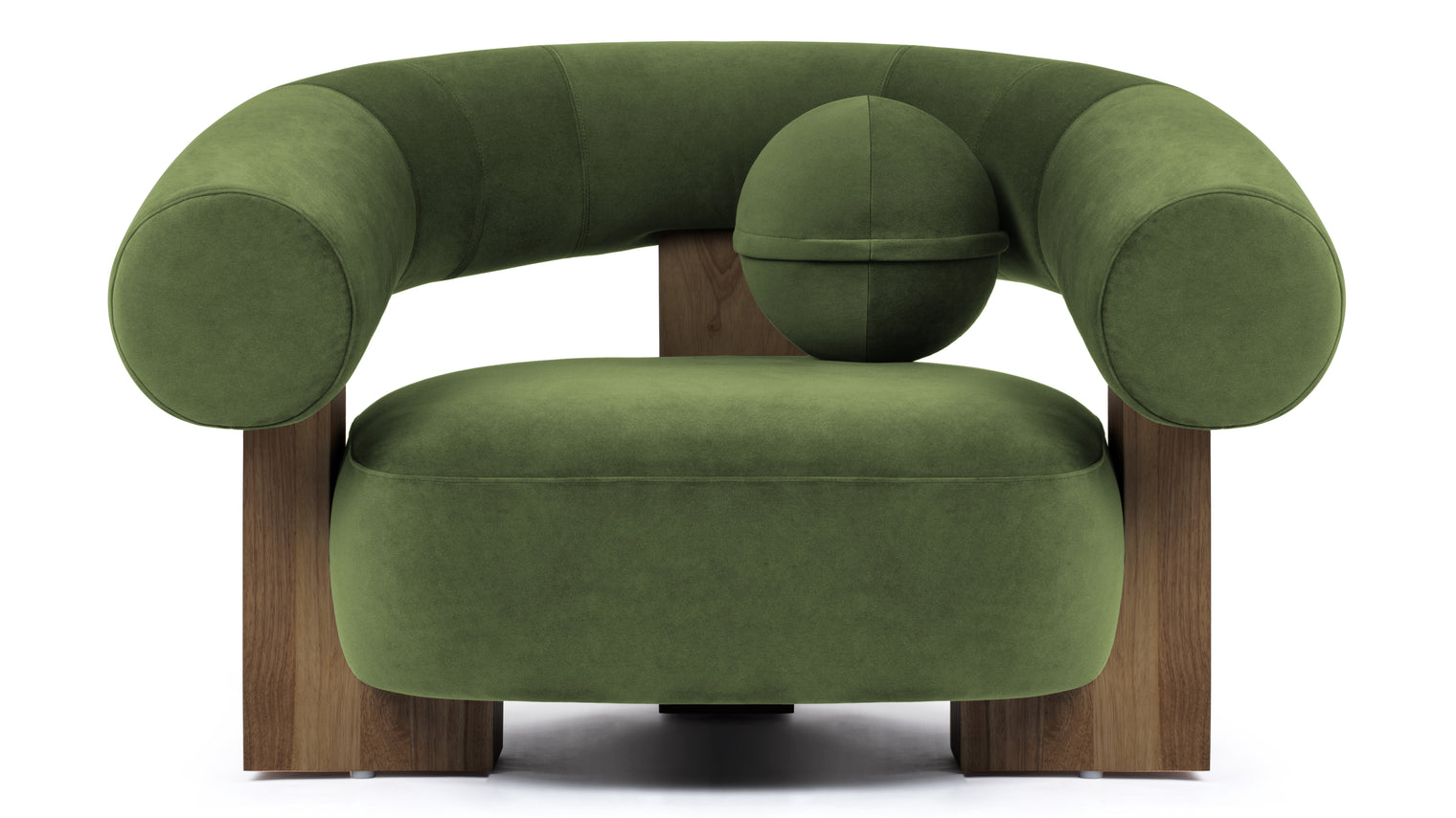 Liv - Liv Lounge Chair, Lichen Plush Velvet and Walnut