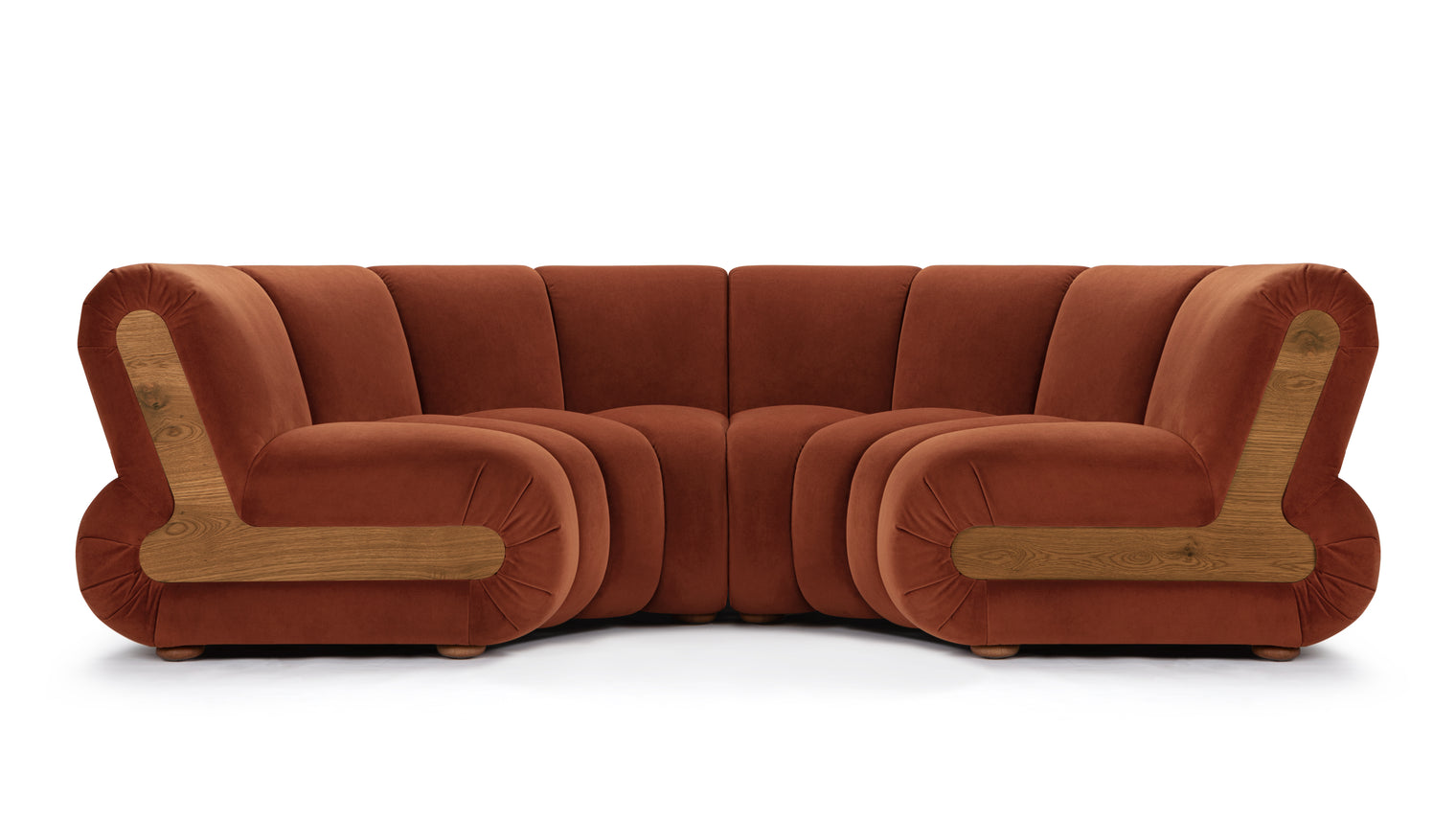 River - River Sectional, Crescent, Russet Plush Velvet