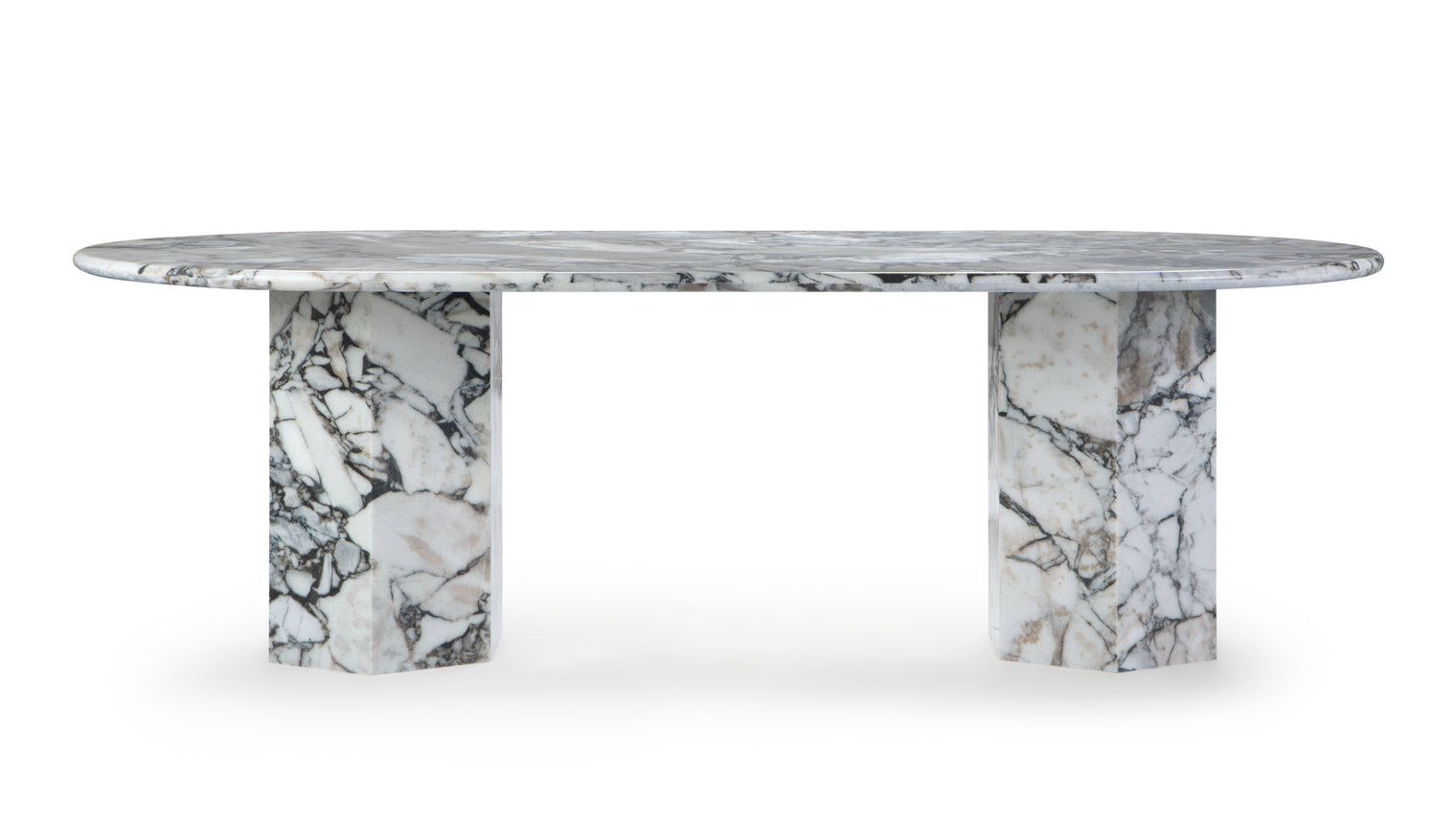 Saga - Saga Oval Dining Table, Modellato Marble, 94in