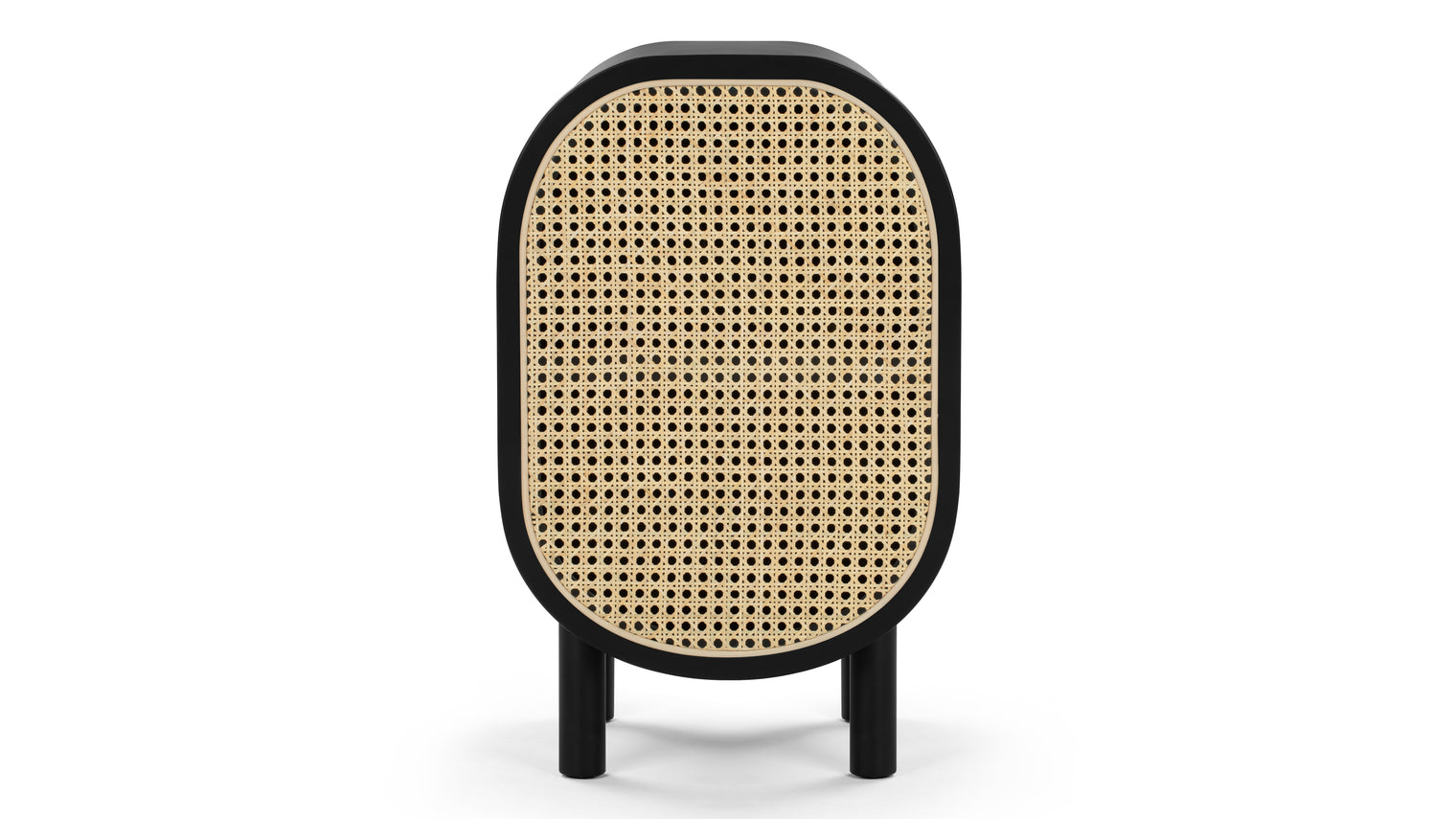 Oma - Oma Side Table, Black with Natural Rattan