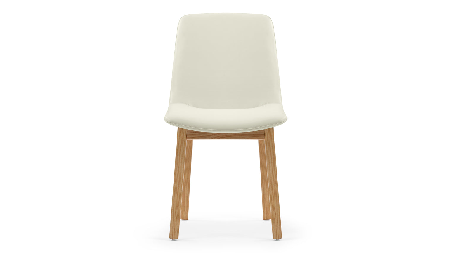 LeBlanc - LeBlanc Side Chair, Eggshell Vegan Leather and Natural Ash