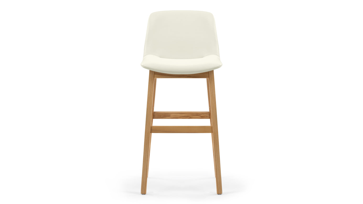 LeBlanc - LeBlanc Bar Stool, Eggshell Vegan Leather and Natural Ash