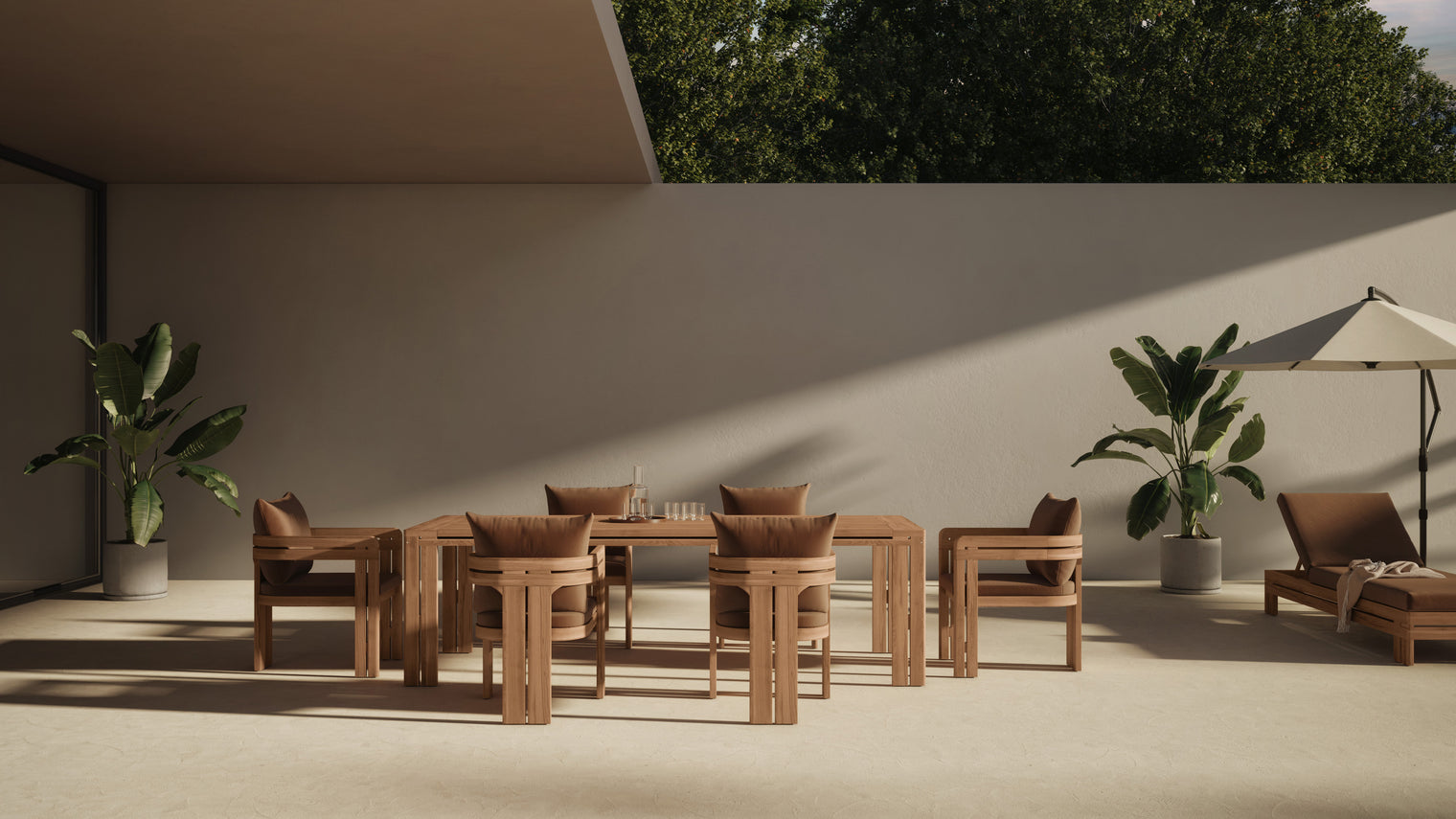 Lusso - Lusso Outdoor Dining Chair, Natural Teak with Mocha Cushions