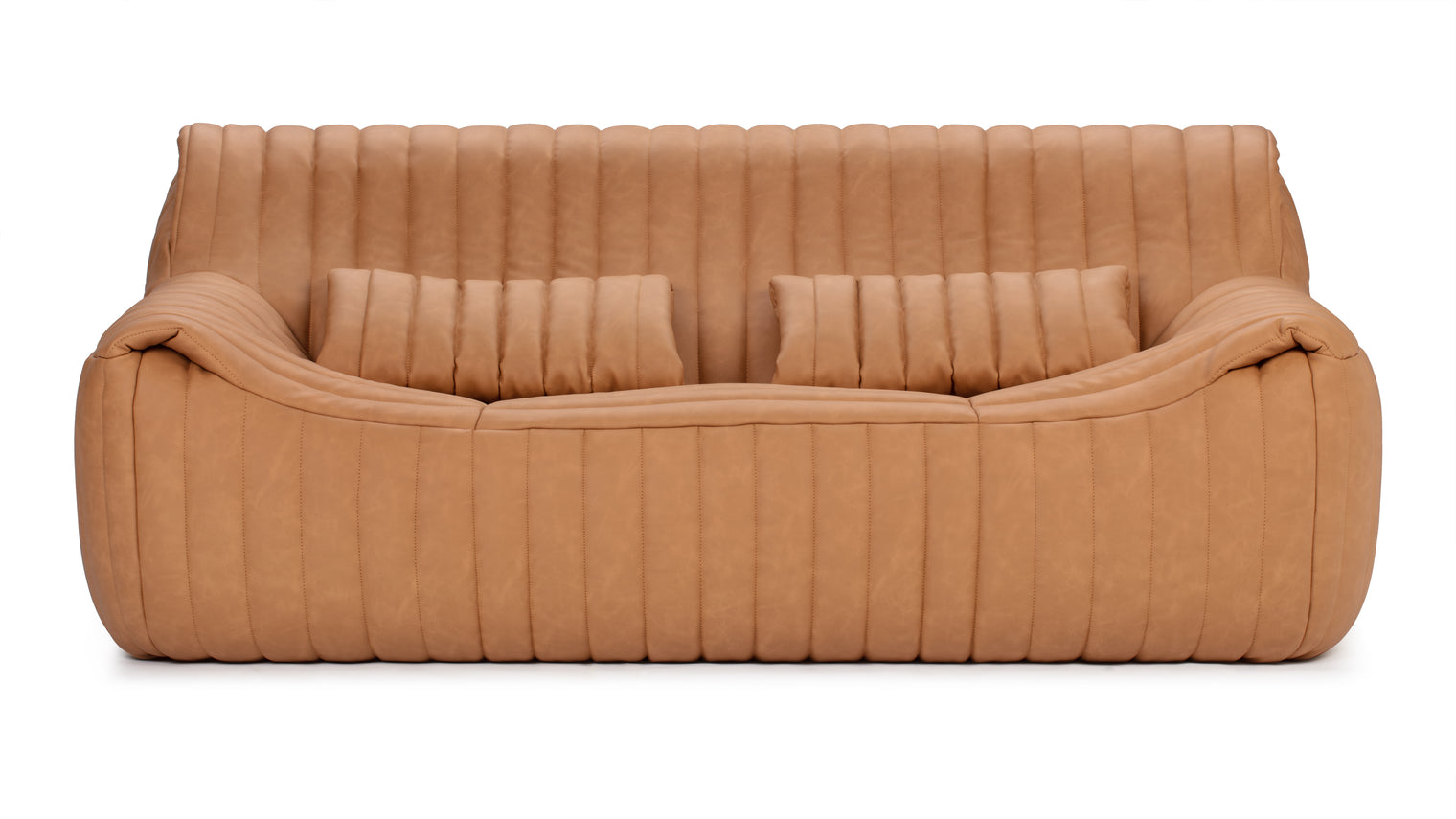 Sandra - Sandra Two Seater Sofa, Tan Vegan Leather