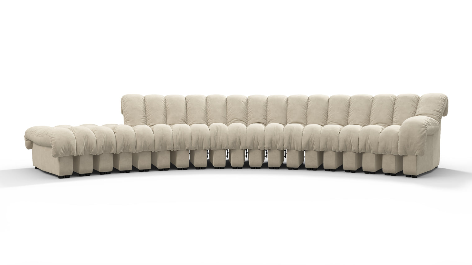 Chic Sectional | Introducing the DS 600 Sofa, an icon of avant-garde design and a true testament to the visionary design. Inspired by designs of the 1970s, this sofa revolutionizes the concept of modular seating, pushing boundaries and redefining the possibilities of contemporary furniture.
