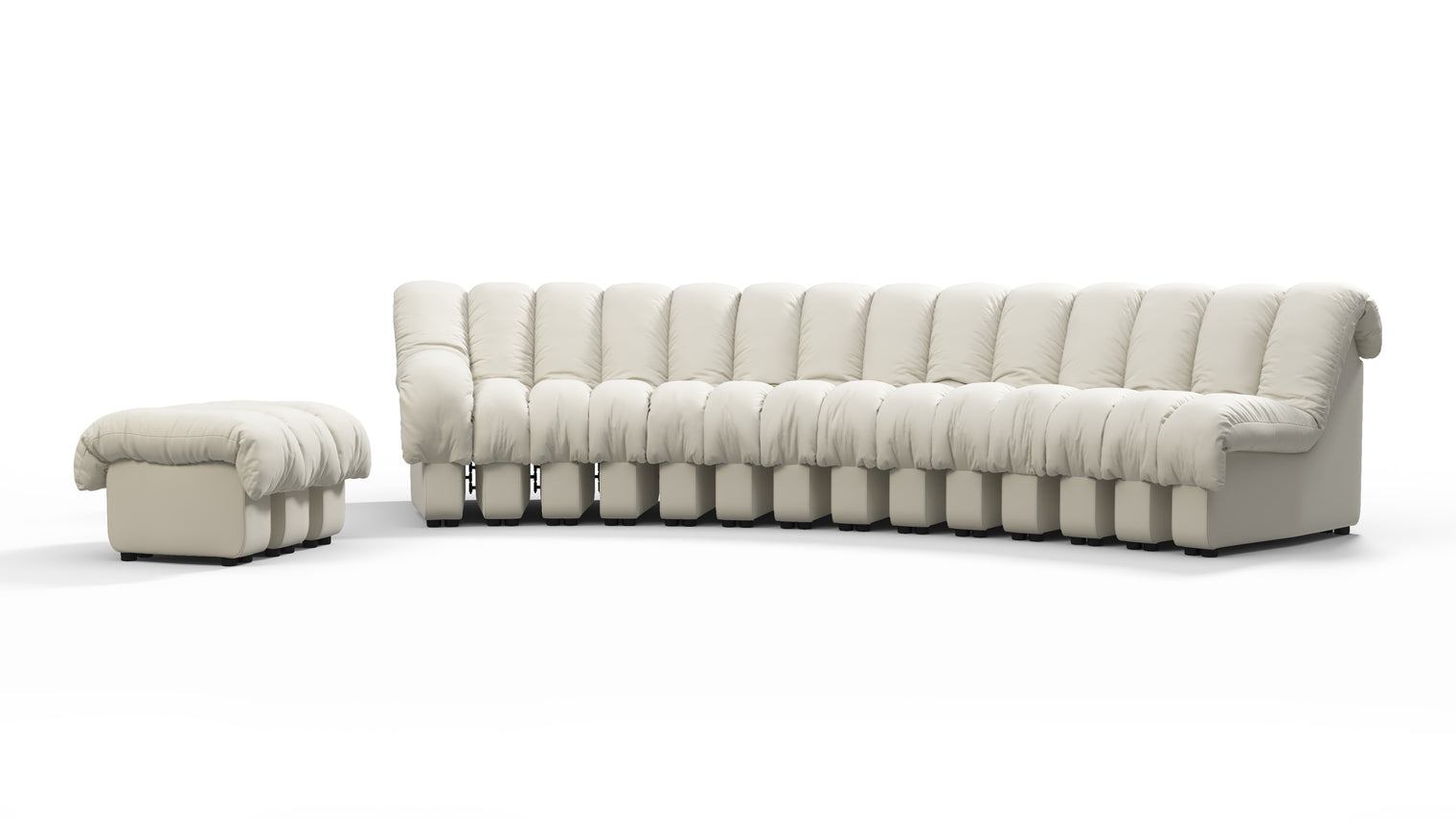 Chic Sectional | Introducing the DS 600 Sofa, an icon of avant-garde design and a true testament to the visionary design. Inspired by designs of the 1970s, this sofa revolutionizes the concept of modular seating, pushing boundaries and redefining the possibilities of contemporary furniture.
