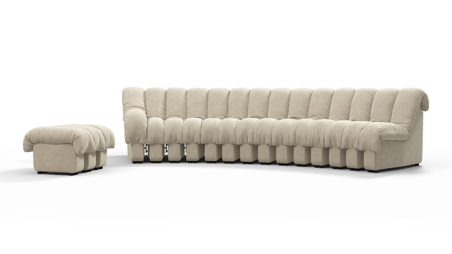 Chic Sectional | Introducing the DS 600 Sofa, an icon of avant-garde design and a true testament to the visionary design. Inspired by designs of the 1970s, this sofa revolutionizes the concept of modular seating, pushing boundaries and redefining the possibilities of contemporary furniture.
