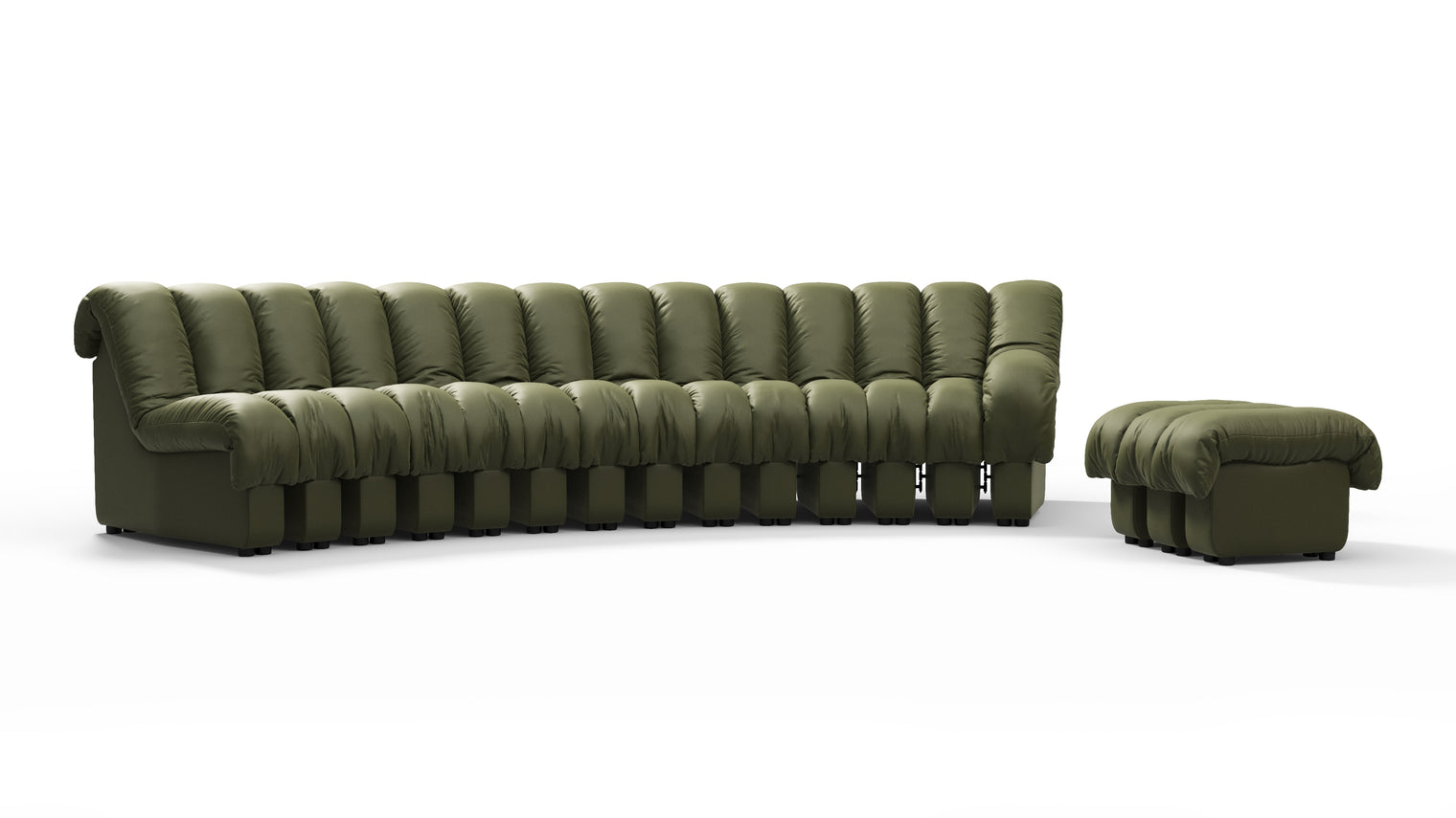 Chic Sectional | Introducing the DS 600 Sofa, an icon of avant-garde design and a true testament to the visionary design. Inspired by designs of the 1970s, this sofa revolutionizes the concept of modular seating, pushing boundaries and redefining the possibilities of contemporary furniture.
