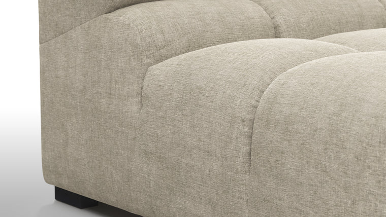 SUPERIOR COMFORT | Designed with the easy-going, informal ethos of the 1970s in mind, the Tufted modules are generously proportioned, coming together in a bench-like base with barely-there connections, allowing plenty of room for you to lean back and curl up in comfort.
