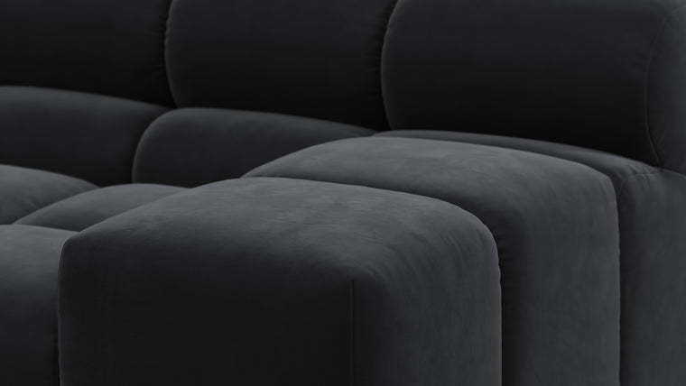 SUPERIOR COMFORT | Designed with the easy-going, informal ethos of the 1970s in mind, the Tufted modules are generously proportioned, coming together in a bench-like base with barely-there connections, allowing plenty of room for you to lean back and curl up in comfort.
