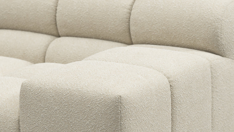 SUPERIOR COMFORT | Designed with the easy-going, informal ethos of the 1970s in mind, the Tufted modules are generously proportioned, coming together in a bench-like base with barely-there connections, allowing plenty of room for you to lean back and curl up in comfort.
