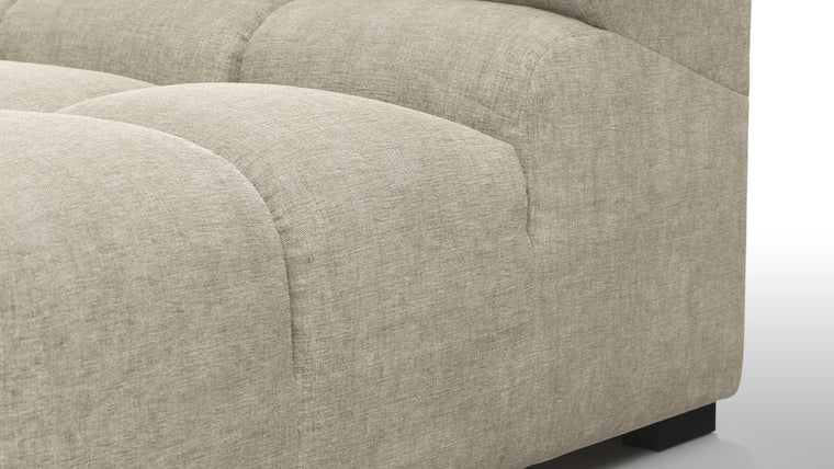 SUPERIOR COMFORT | Designed with the easy-going, informal ethos of the 1970s in mind, the Tufted modules are generously proportioned, coming together in a bench-like base with barely-there connections, allowing plenty of room for you to lean back and curl up in comfort.
