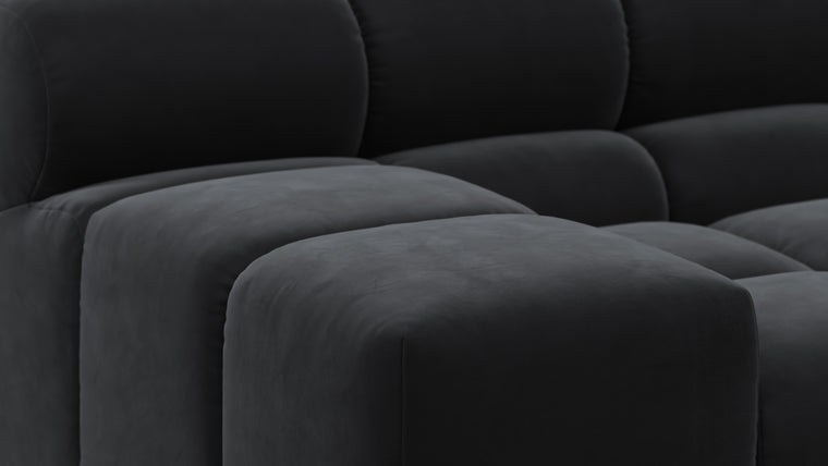 SUPERIOR COMFORT | Designed with the easy-going, informal ethos of the 1970s in mind, the Tufted modules are generously proportioned, coming together in a bench-like base with barely-there connections, allowing plenty of room for you to lean back and curl up in comfort.
