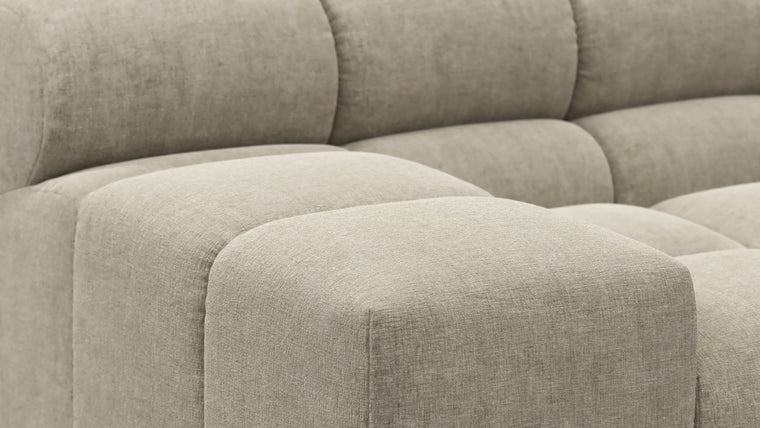 SUPERIOR COMFORT | Designed with the easy-going, informal ethos of the 1970s in mind, the Tufted modules are generously proportioned, coming together in a bench-like base with barely-there connections, allowing plenty of room for you to lean back and curl up in comfort.
