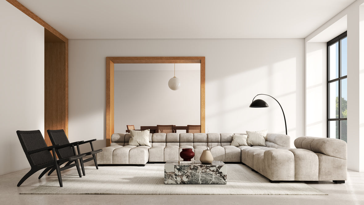 MODULAR MASTERPIECE | A modern take on 70s design, this cloud-like sectional is all about leisurely lounging. Its relaxed, playful aesthetic is adored around the world.