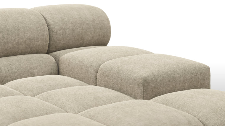 SUPERIOR COMFORT | Designed with the easy-going, informal ethos of the 1970s in mind, the Tufted modules are generously proportioned, coming together in a bench-like base with barely-there connections, allowing plenty of room for you to lean back and curl up in comfort.
