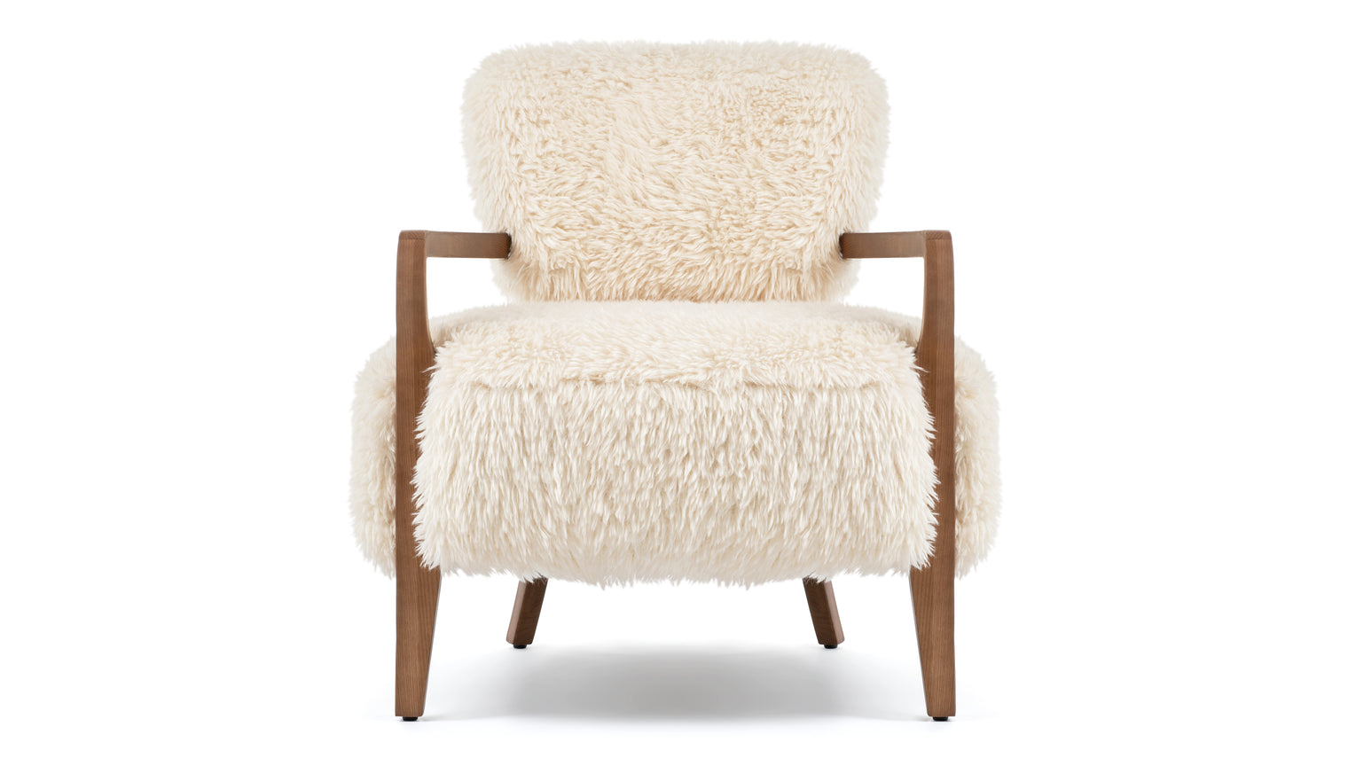 Yeti - Yeti Cabana Chair, White Long Hair Sherpa and Walnut