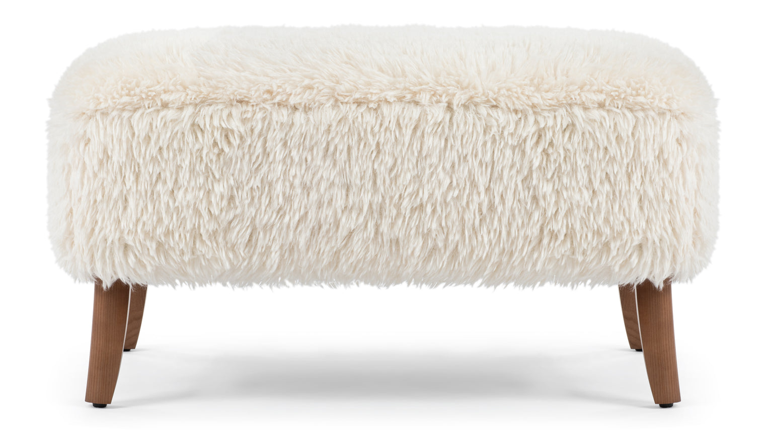 Yeti - Yeti Ottoman, White Long Hair Sherpa and Walnut