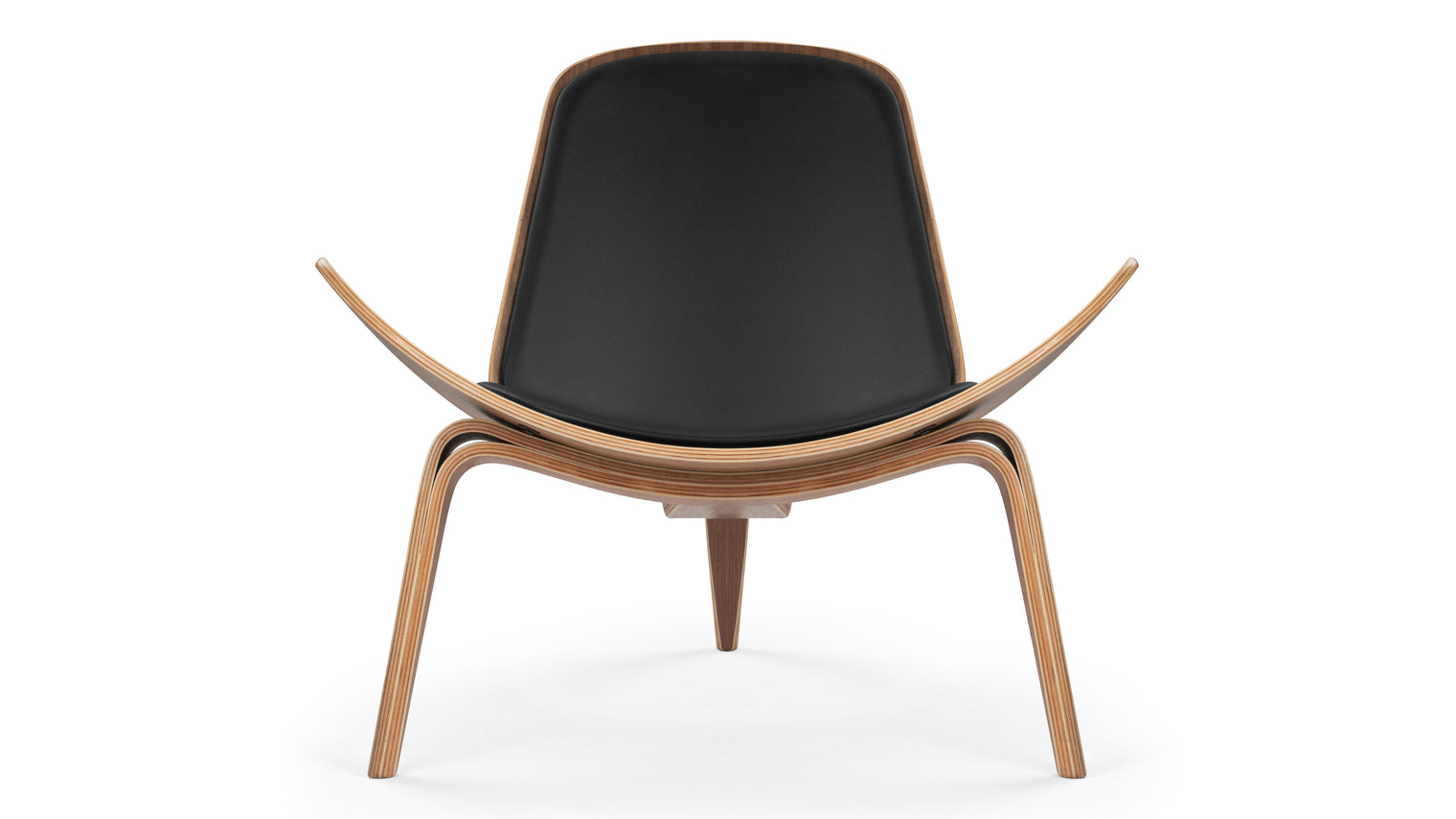 CH07 - CH07 Lounge Chair, Deep Black Vegan Leather and Walnut