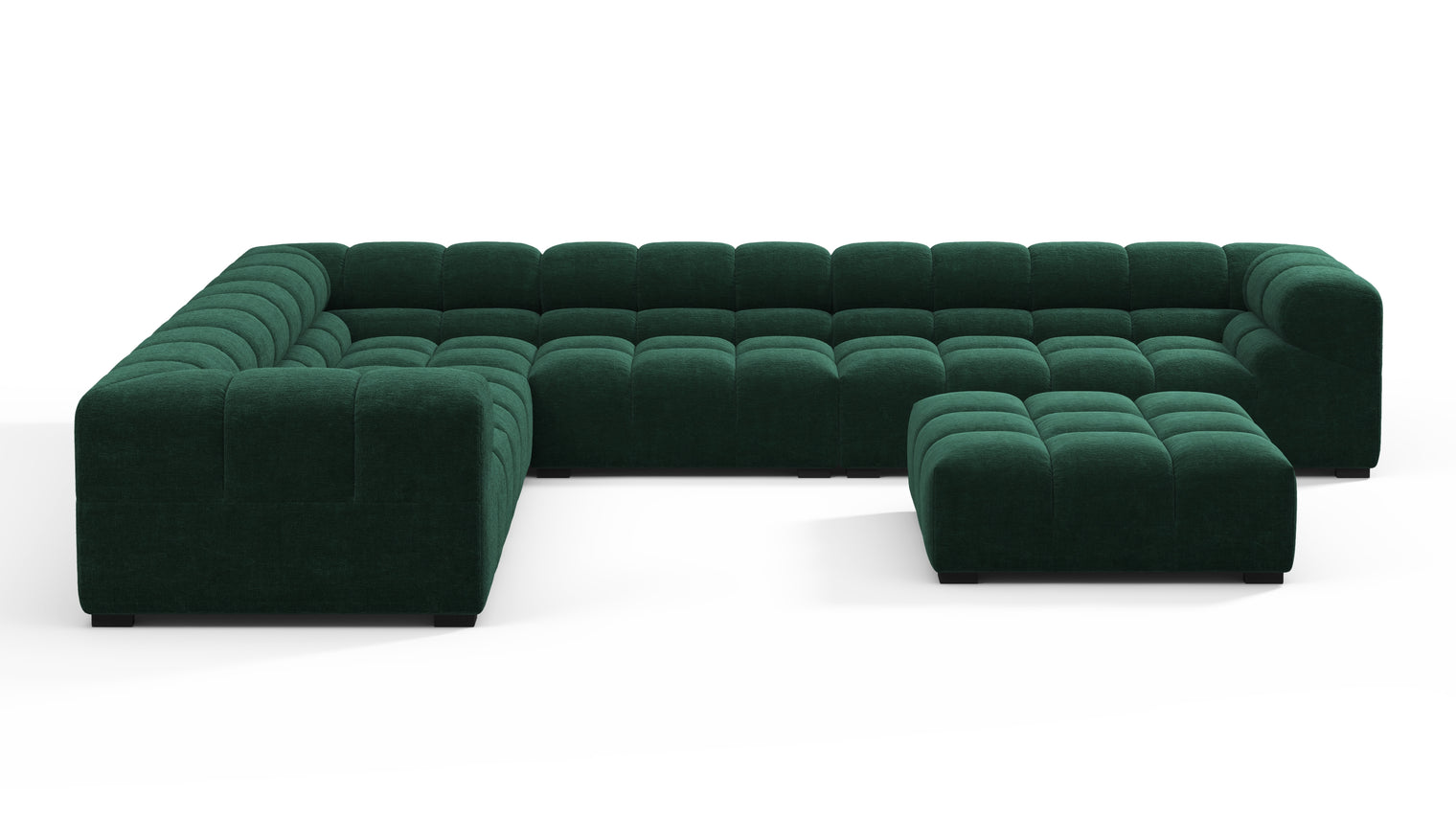 SUPERIOR COMFORT | Designed with the easy-going, informal ethos of the 1970s in mind, the Tufted modules are generously proportioned, coming together in a bench-like base with barely-there connections, allowing plenty of room for you to lean back and curl up in comfort.
