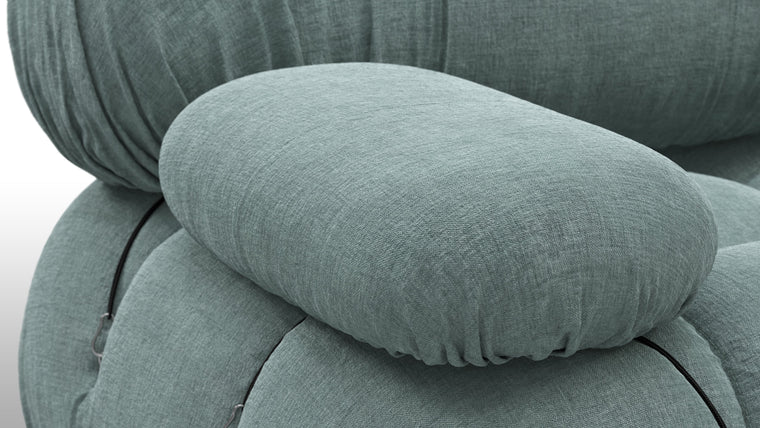 INFINITE POSSIBILITIES | The generous form and soft shapes create a sofa that begs to be sat on, and the sectional design of the Belia creates endless possibilities. Inspired by the spirit of lounging and socializing, the Belia is truly a shape-shifter, adapting to every space and need.
