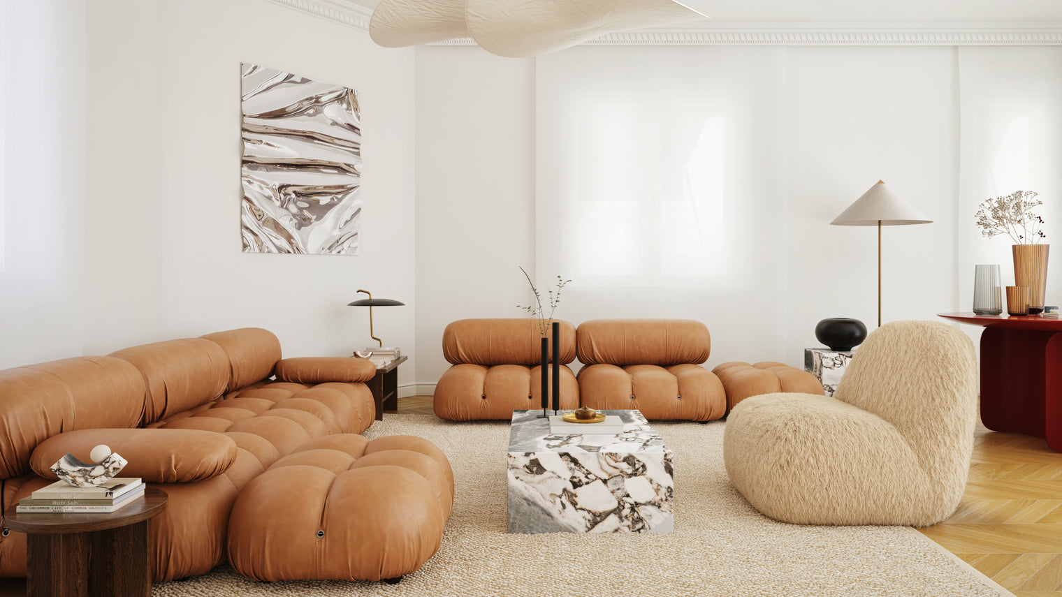 STYLISH SECTIONAL | With the Mario Bellini’s sectional design, you can create a sofa that suits your space. The soft curves of each carefully crafted cushion create a luxurious and comfortable seat for the ultimate in stylish comfort.
