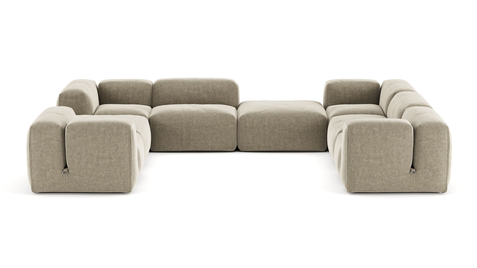 A Modern Invitation | The Le Mura Sectional exudes a modern yet inviting vibe with its soft, geometric shapes and neutral tones, seamlessly fitting into any design scheme. Its puffy design adds a touch of laid-back luxury to any room.
