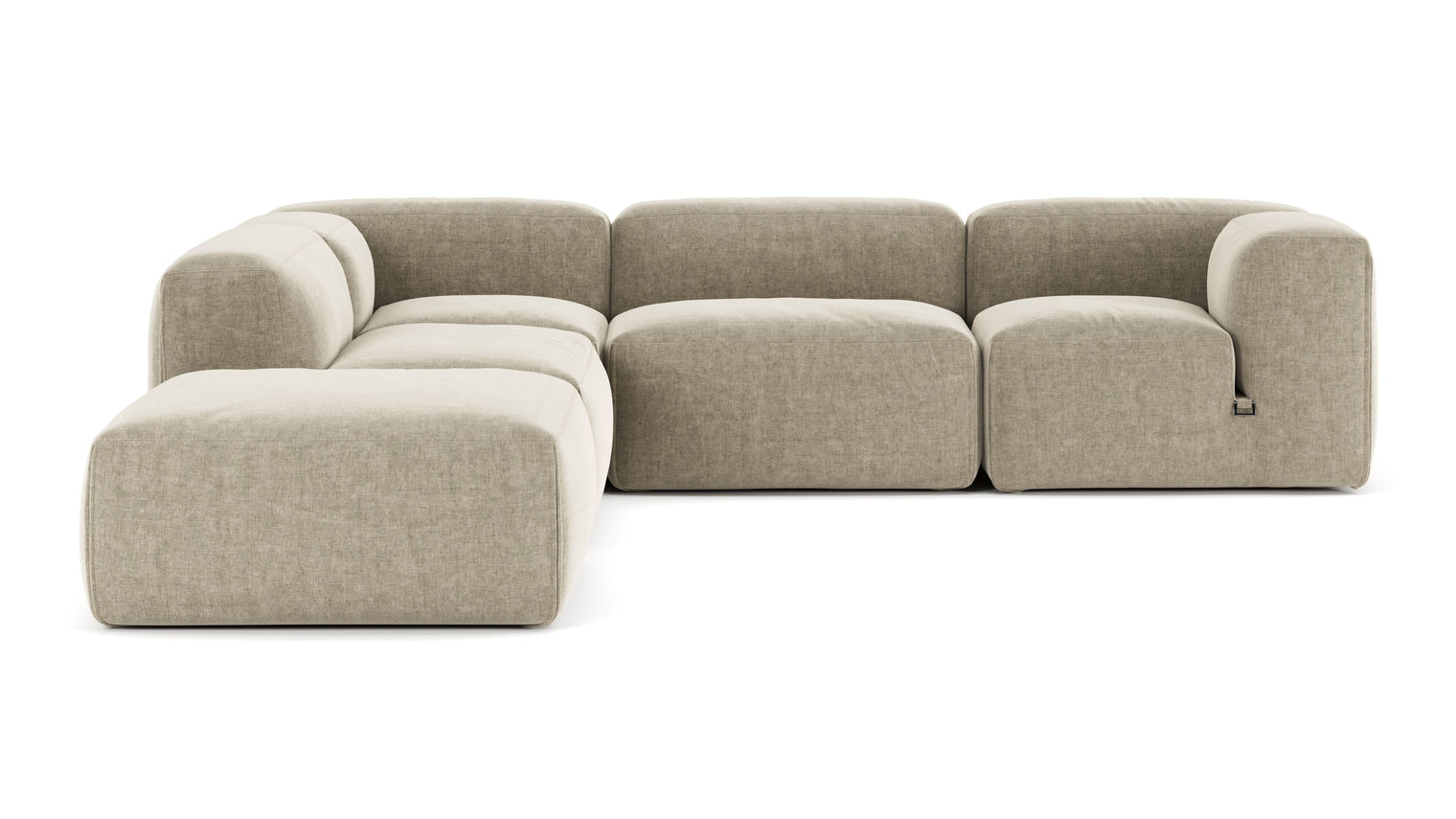 A Modern Invitation | The Le Mura Sectional exudes a modern yet inviting vibe with its soft, geometric shapes and neutral tones, seamlessly fitting into any design scheme. Its puffy design adds a touch of laid-back luxury to any room.
