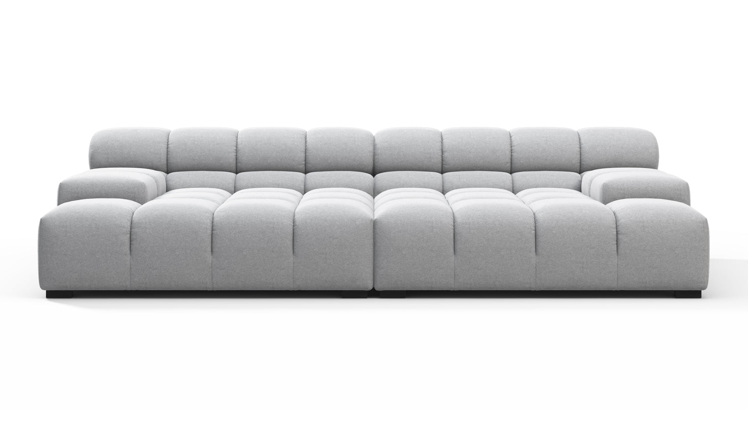 SUPERIOR COMFORT | Designed with the easy-going, informal ethos of the 1970s in mind, the Tufted modules are generously proportioned, coming together in a bench-like base with barely-there connections, allowing plenty of room for you to lean back and curl up in comfort.
