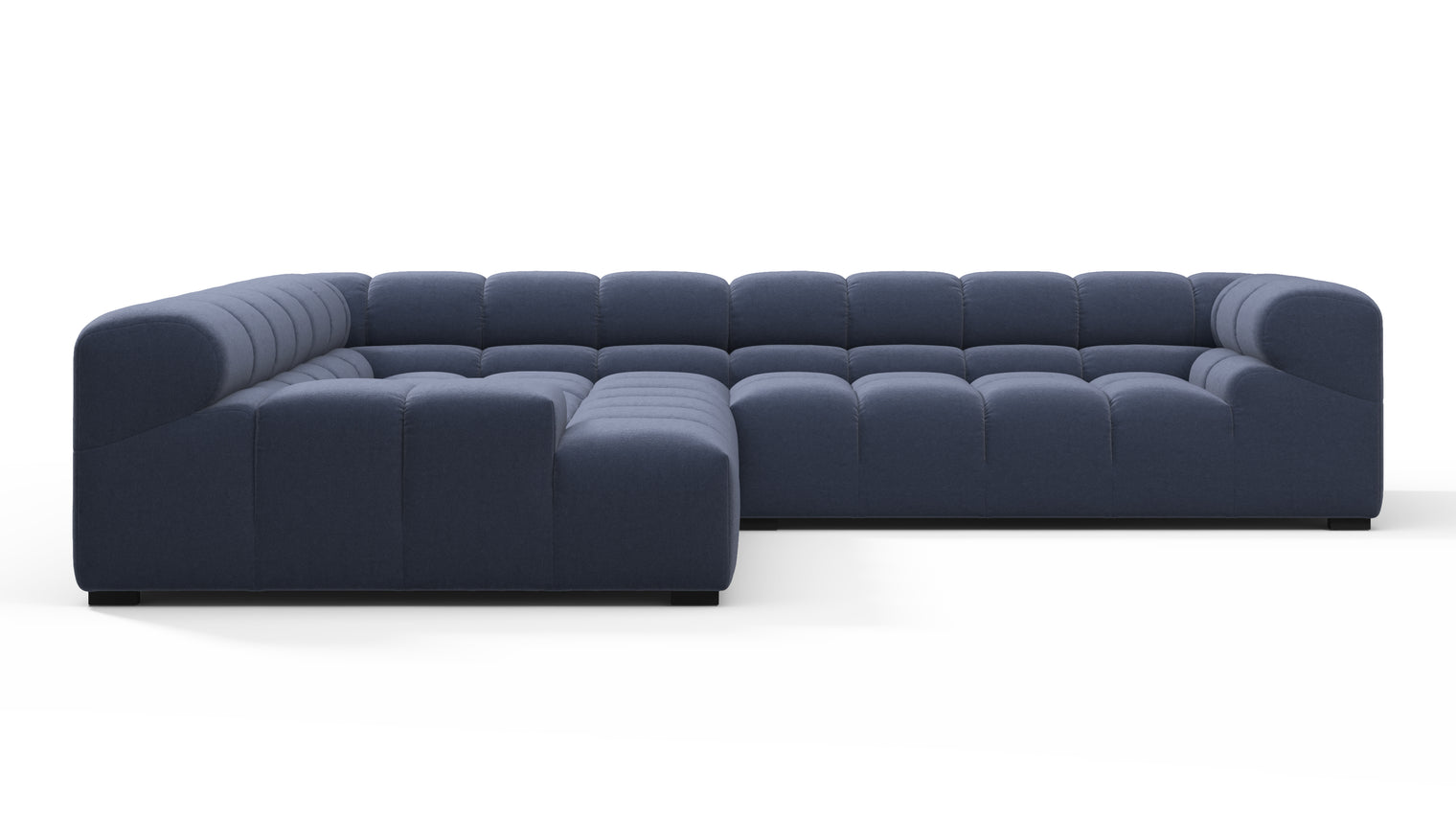 SUPERIOR COMFORT | Designed with the easy-going, informal ethos of the 1970s in mind, the Tufted modules are generously proportioned, coming together in a bench-like base with barely-there connections, allowing plenty of room for you to lean back and curl up in comfort.
