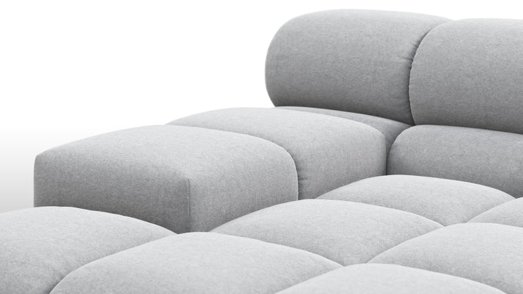 SUPERIOR COMFORT | Designed with the easy-going, informal ethos of the 1970s in mind, the Tufted modules are generously proportioned, coming together in a bench-like base with barely-there connections, allowing plenty of room for you to lean back and curl up in comfort.
