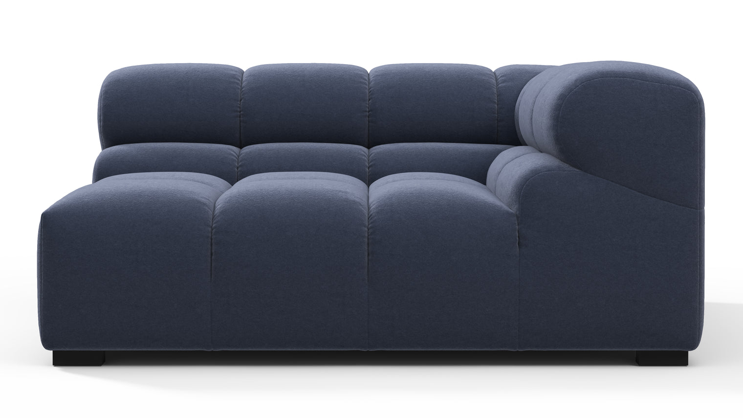 SUPERIOR COMFORT | Designed with the easy-going, informal ethos of the 1970s in mind, the Tufted modules are generously proportioned, coming together in a bench-like base with barely-there connections, allowing plenty of room for you to lean back and curl up in comfort.
