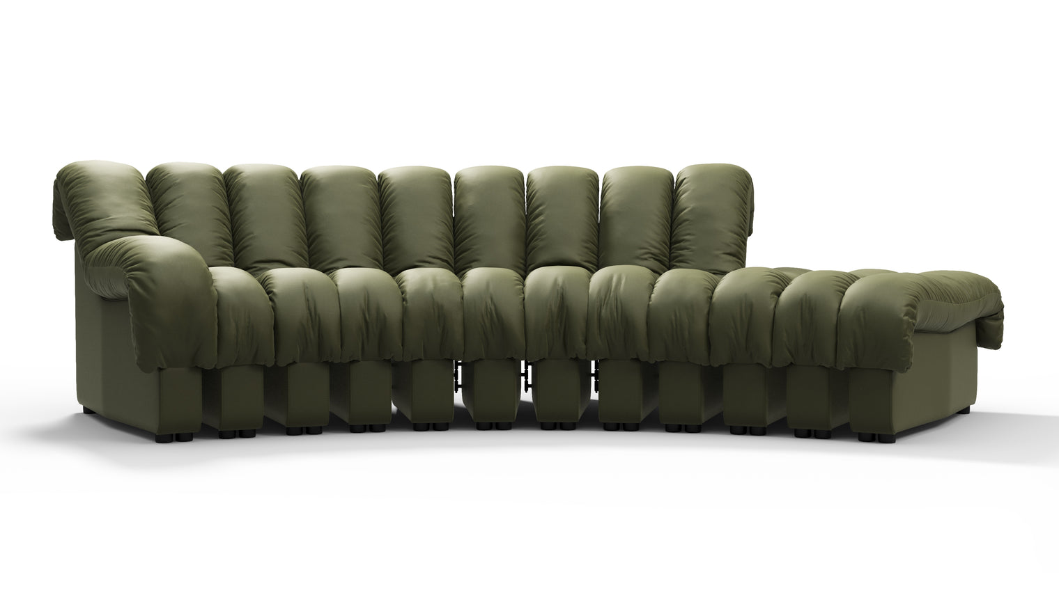 Chic Sectional | Introducing the DS 600 Sofa, an icon of avant-garde design and a true testament to the visionary design. Inspired by designs of the 1970s, this sofa revolutionizes the concept of modular seating, pushing boundaries and redefining the possibilities of contemporary furniture.
