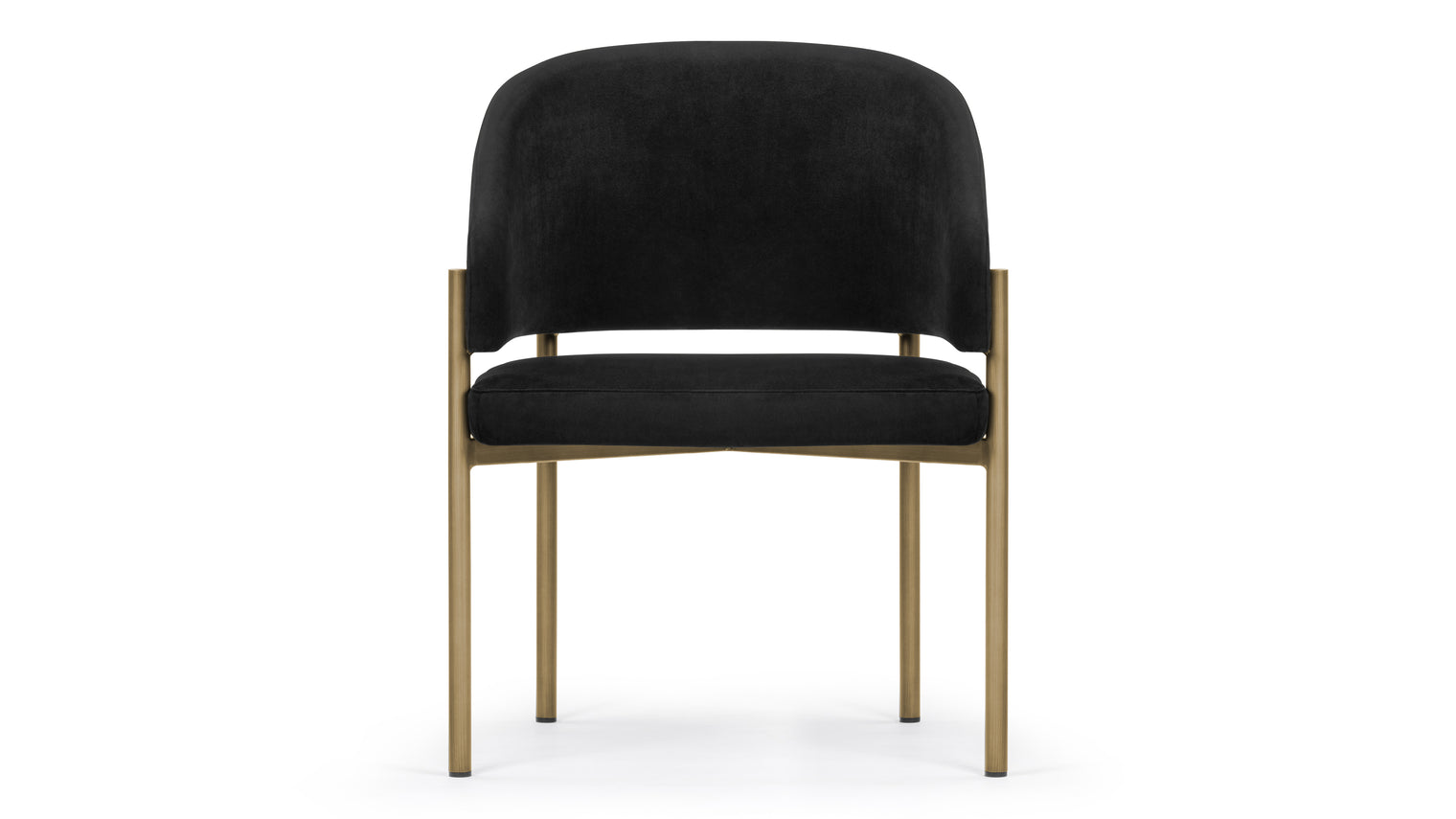 Esme - Esme Dining Chair, Black Plush Velvet and Brushed Brass