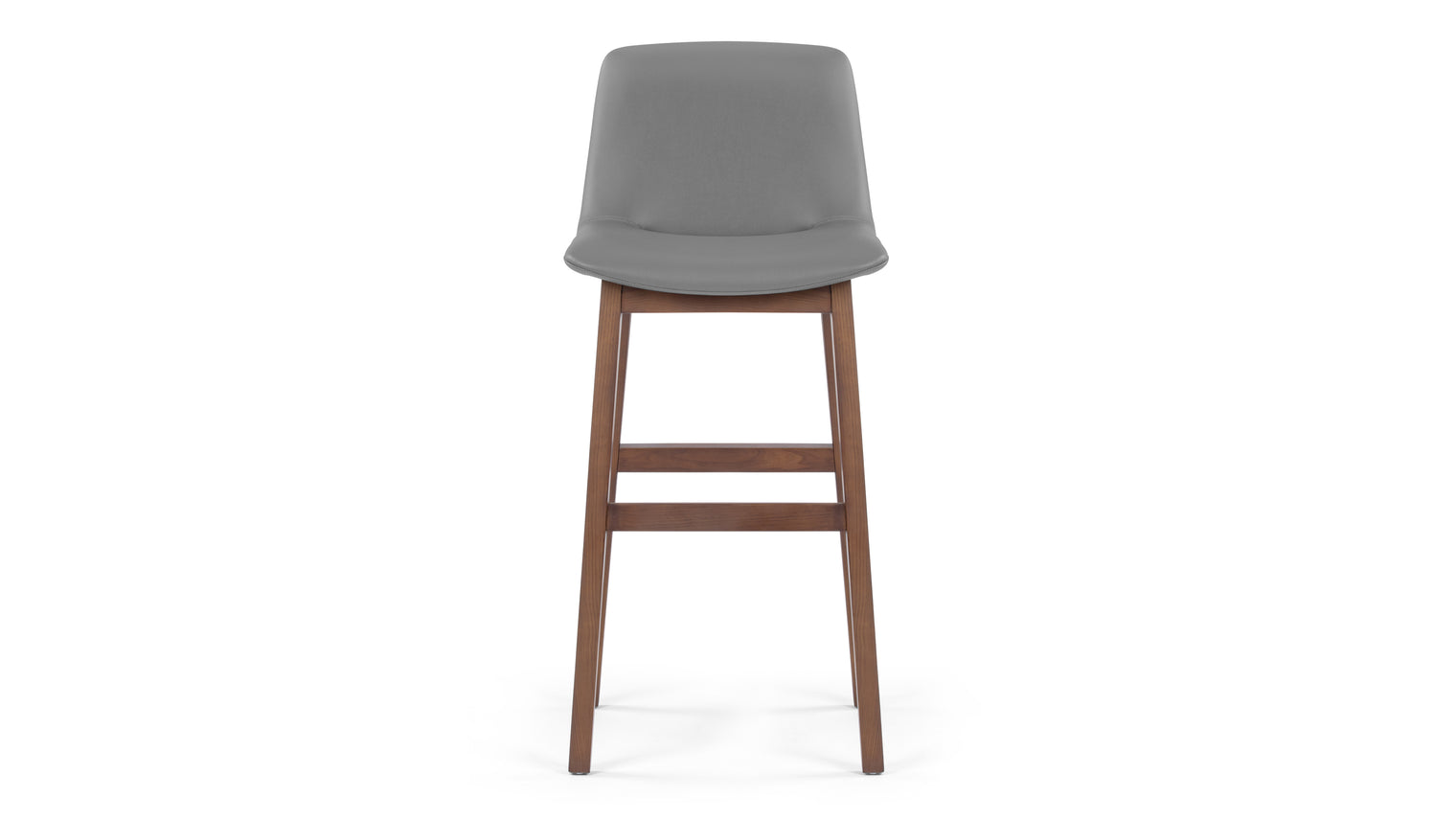 LeBlanc - LeBlanc Bar Stool, Glacier Gray Vegan Leather and Walnut