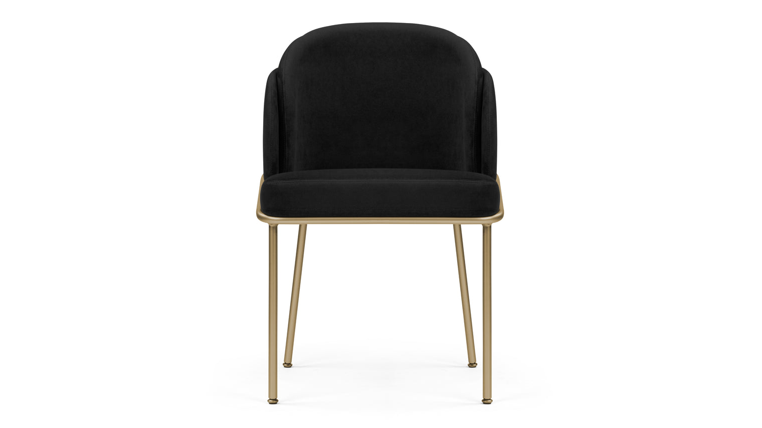 Aben - Aben Dining Chair, Black Plush Velvet and Brushed Brass