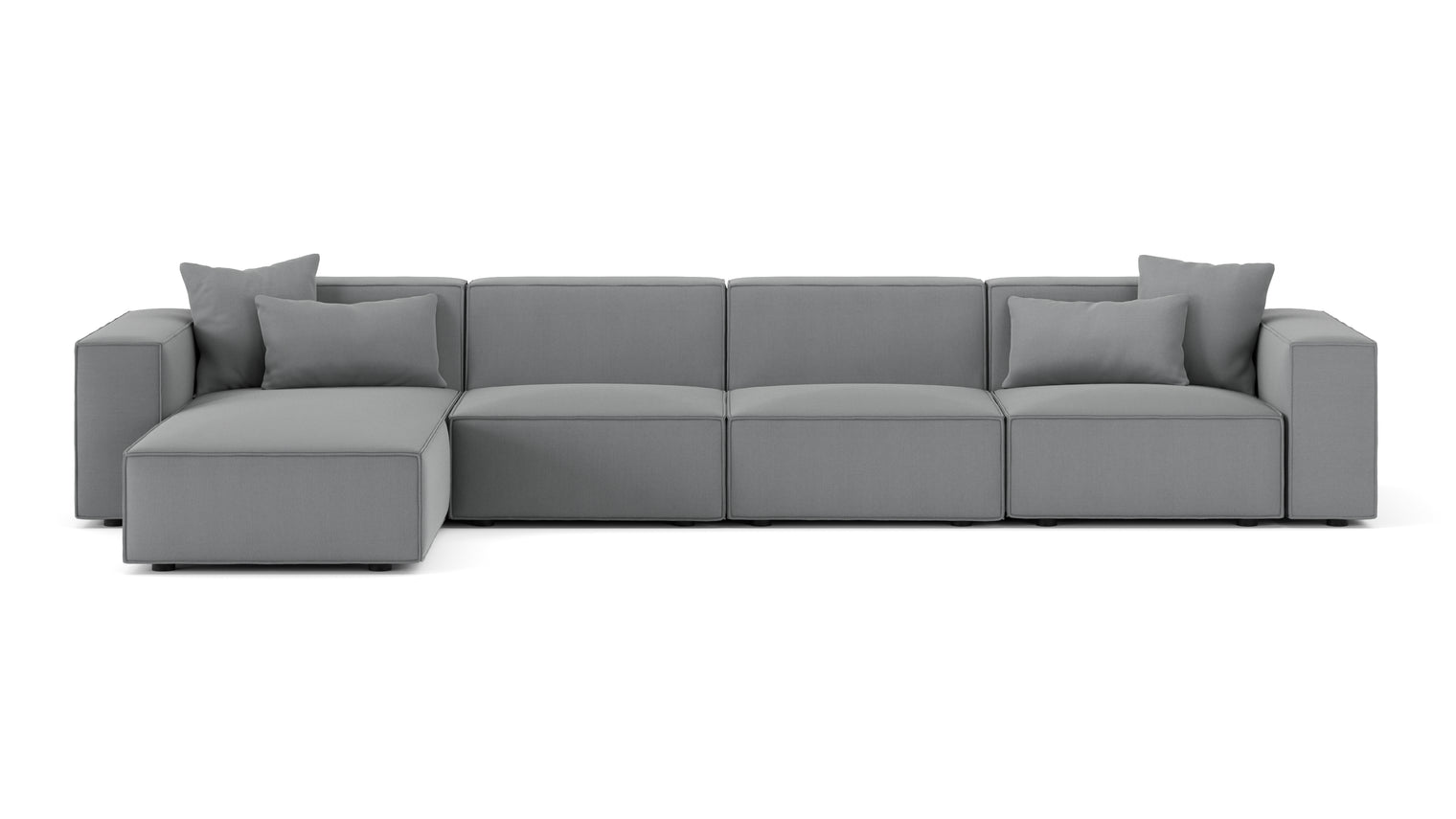 Chic Minimalism | The Arles Sectional Sofa offers a relaxed yet sophisticated look with its boxy design, refined piping, and neutral tones, making it an adaptable fit for modern interiors. Its understated charm adds warmth and style to any space.
